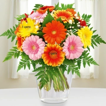 Flower delivery - send a bouquet of colourful gerberas