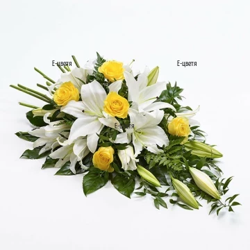 Доставка на траурен аранжимент от цветя с куриер