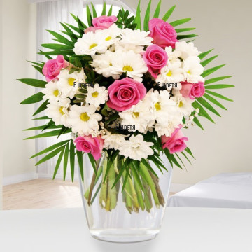 Order online a bouquet of roses and chrysanthemums - Jardine