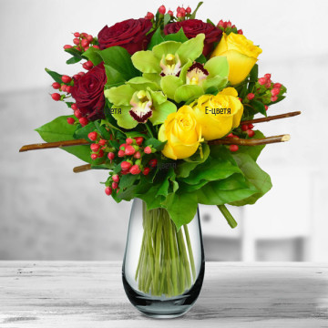 Send an original bouquet of orchids and roses.