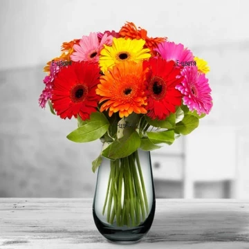 Bright bouquet of colourful gerberas and fresh greenery. Perfect gift for all occasions and recipients. Place your order on the website and we will deliver it by personal couriers