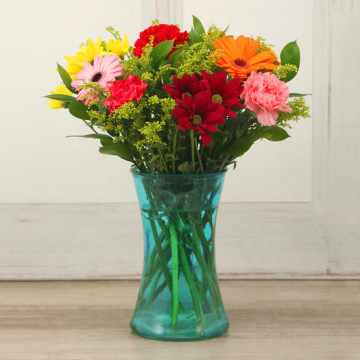Natural beauty and freshness of the flowers from the field. Wonderful, colourful bouquet of mixed flowers and greenery.