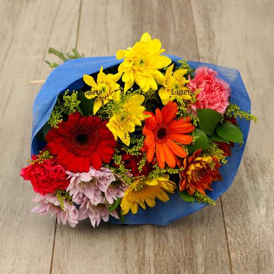 Send a bouquet of colourful gerberas and chrysanthemums.