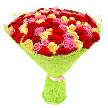 Send a bouquet of 101 colourful roses.