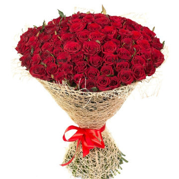 Send a bouquet of 101 red roses by courier