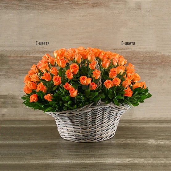 Send a basket with 101 orange roses