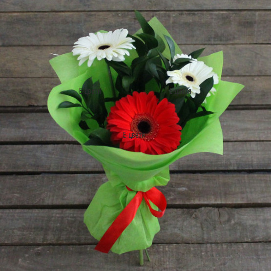 A wonderful bouquet of gerberas and greeneries