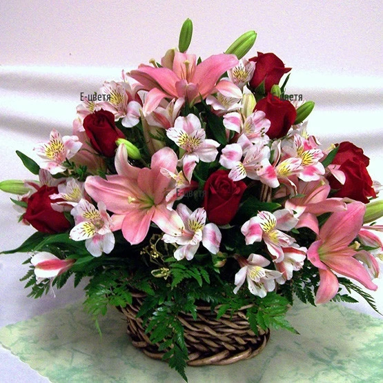 Send a basket with pink flowers.