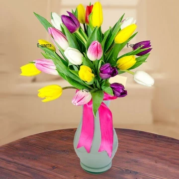 Spring bouquet of colourful tulips.