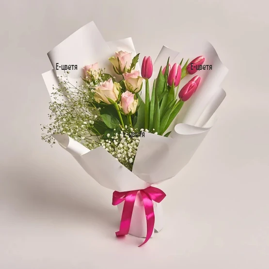 Send to Bulgaria a bouquet of roses and tulips