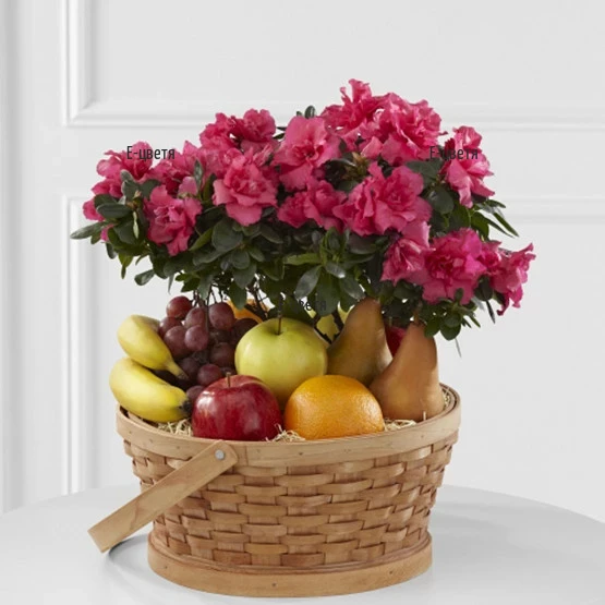 Flower deliver to Bulgaria basket with fruits and Azalea