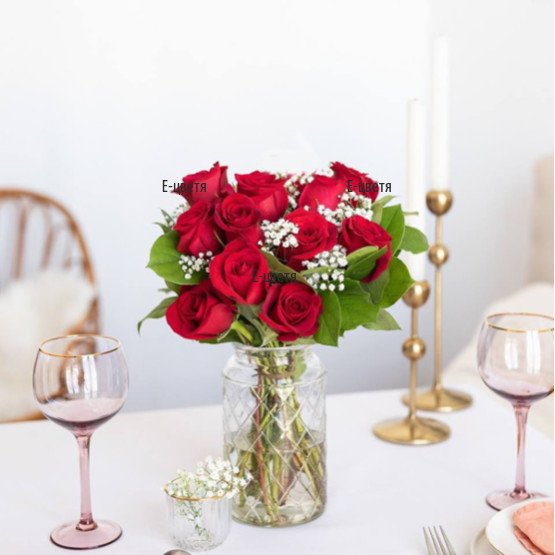 Доставка на романтичен букет от червени рози
