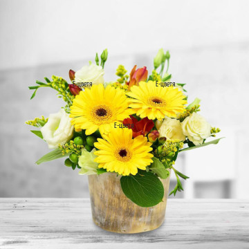 Красива аранжировка от цветя, която ще краси дома или офиса на любим за Вас човек. Разнообразни цветя, съобразени с летния сезон.