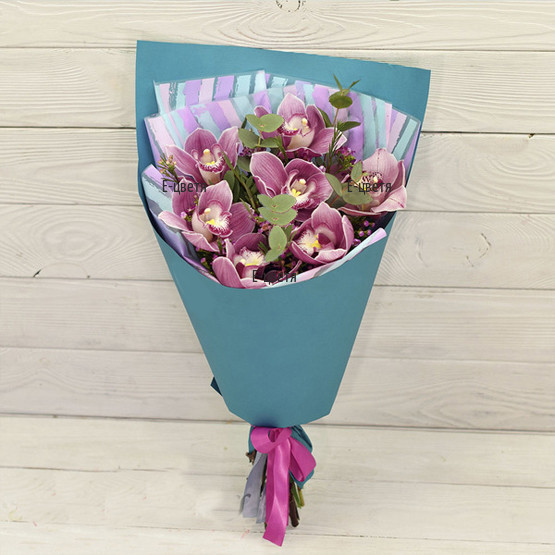 Flower delivery - a bouquet of pink Cymbidium orchids