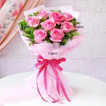A bouquet of delicate pink roses for her
