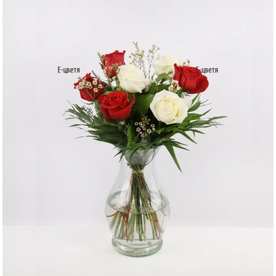 Send a romantic bouquet of roses and greenery
