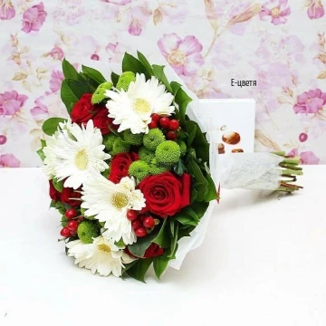 Send modern bouquet of roses and gerberas to Sofia.