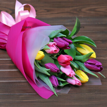 Surprise your loved one with this classic bouquet of colorful tulips, symbolizing the diversity of life and the coming of spring.