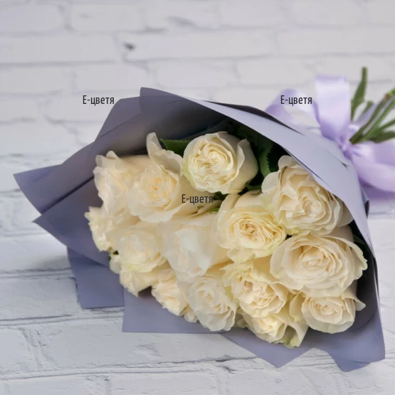 Sameday delivery of a bouquet of 15 white roses to Bulgaria