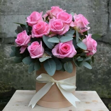 Send pink roses in a box to Bulgaria