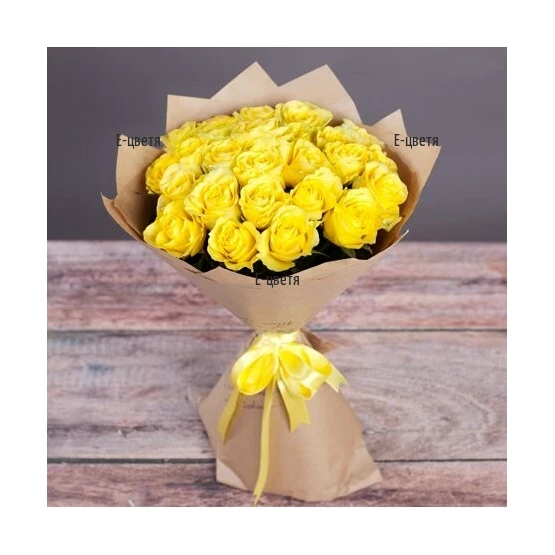 Доставка на букет от 25 жълти рози