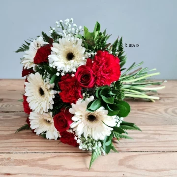 Send to Bulgaria bouquet of white and red flowers