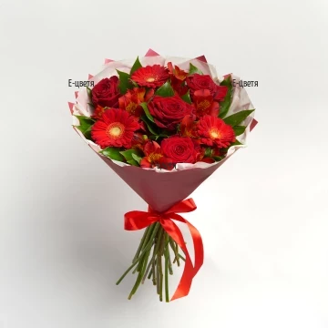 Доставка на романтичен букет от рози и цветя