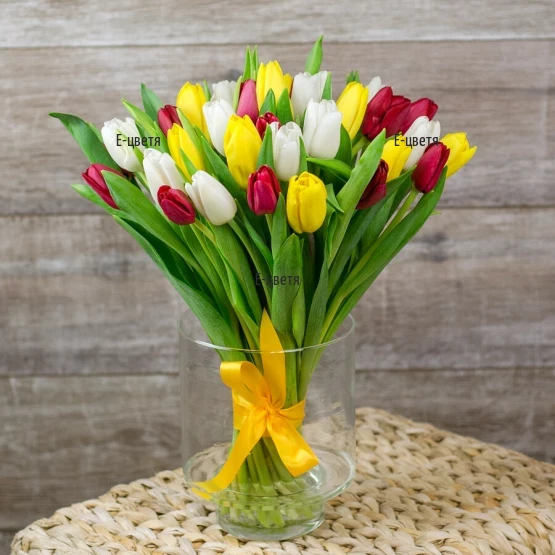 Send 35 tulips bouquet to Bulgaria