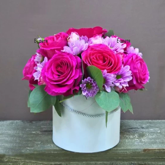 Send to Bulgaria roses and chrysanthemums in a round box