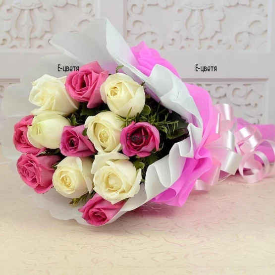 Delivery of a bouquet of pink and white roses in Stara Zagora