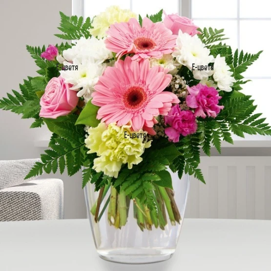 Flower delivery to Bulgaria a bouquet of flowers in pink and white
