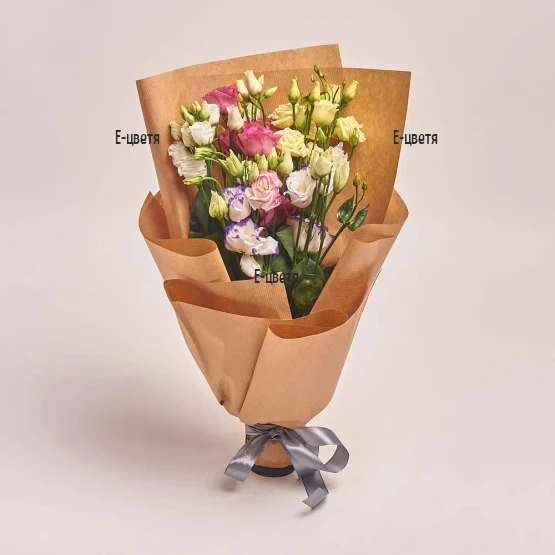 Delivery of a bouquet of eustomas and greenery in Bulgaria