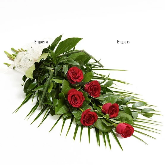 Funeral bouquet of red roses