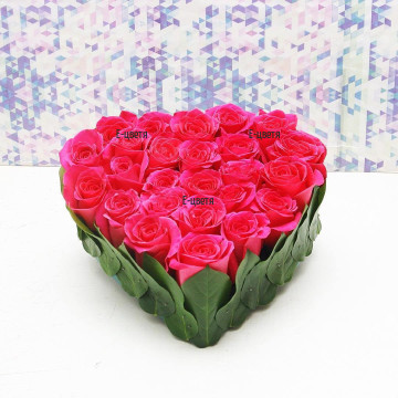 An online order and flower delivery - a heart of pink roses