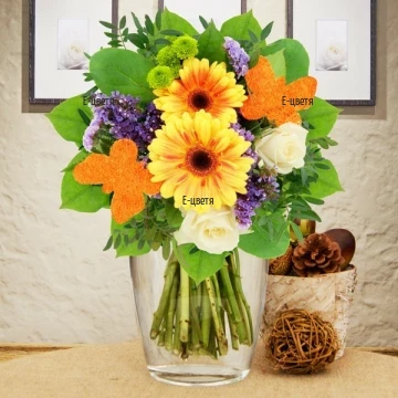 Autumn shades, brimming emotions and decorative butterflies, embraced with fresh greenery and loving wrapping.