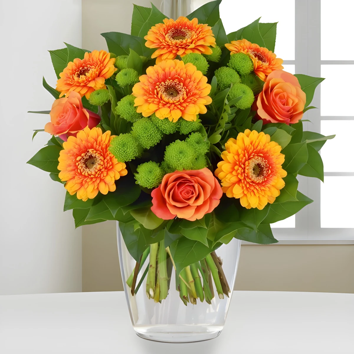 Send bouquet of gerberas and chrysanthemums by courier