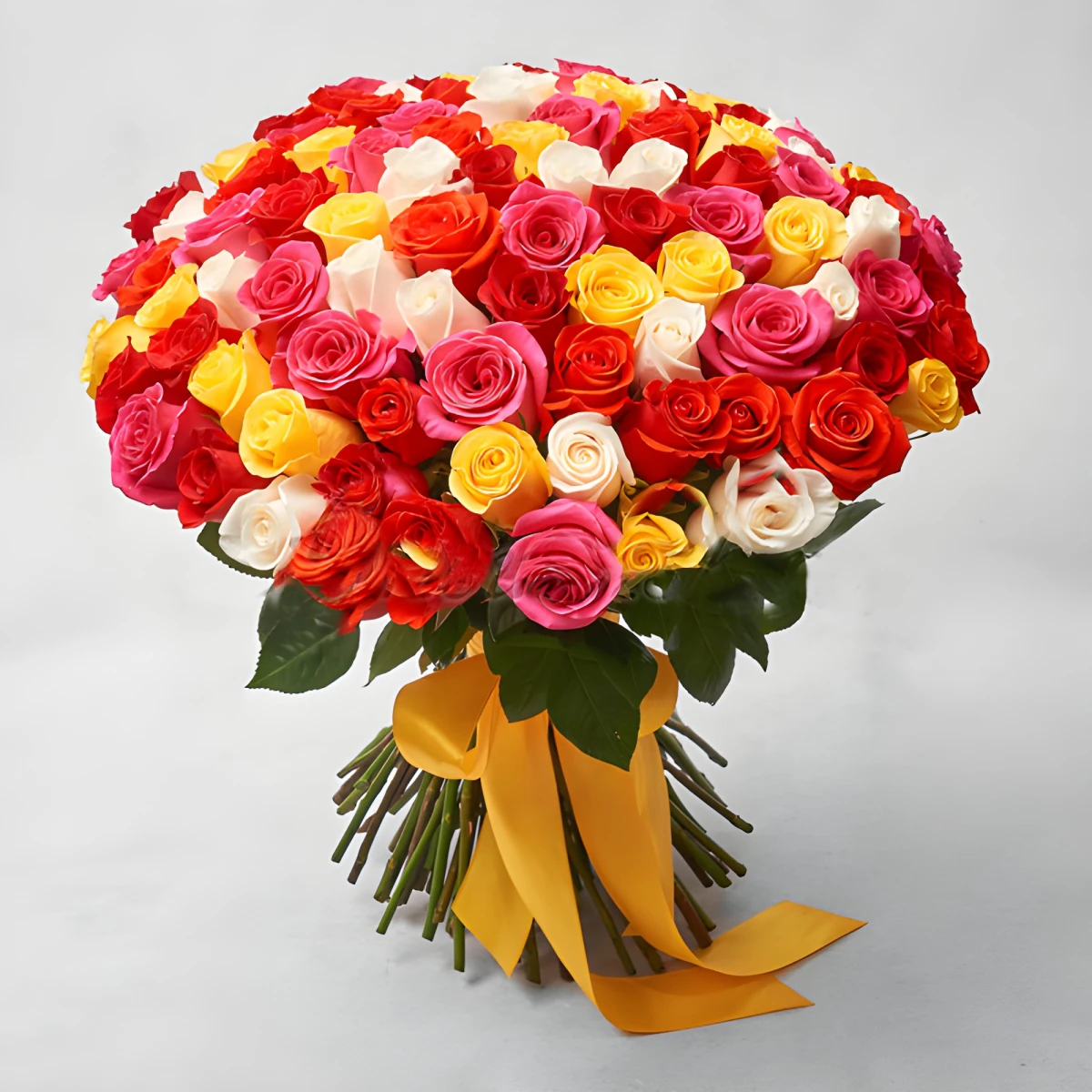 Send a bouquet of 101 colourful roses.