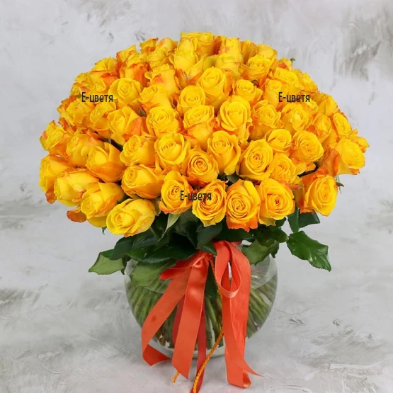 Send bouquet of 101 yellow roses to Bulgaria