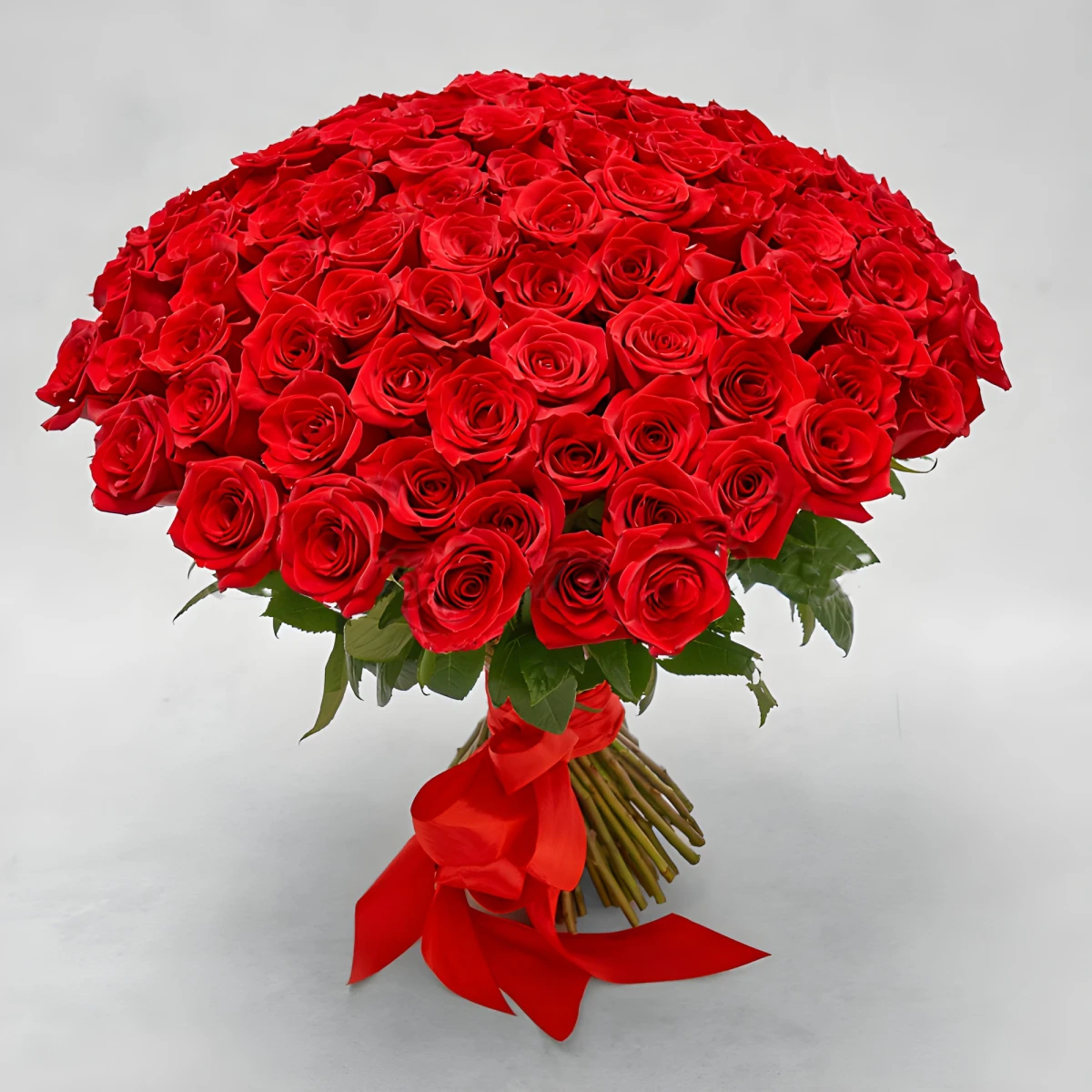 Send a bouquet of 101 red roses by courier