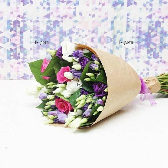 An order and flower delovery - a bouquet of tender eustomas