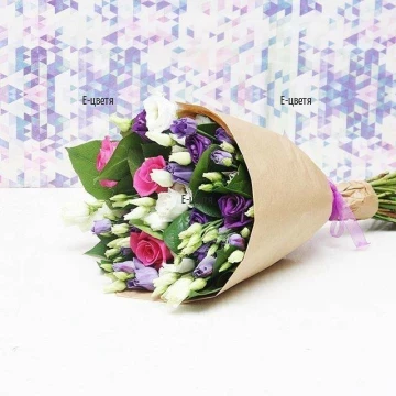 An order and flower delovery - a bouquet of tender eustomas