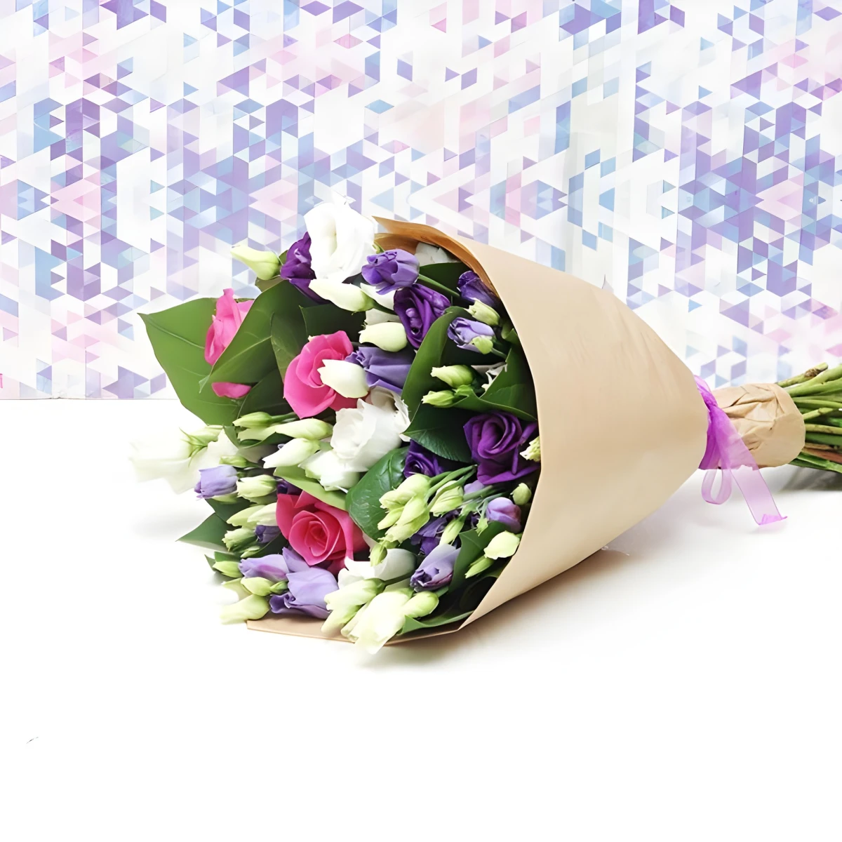 An order and flower delovery - a bouquet of tender eustomas