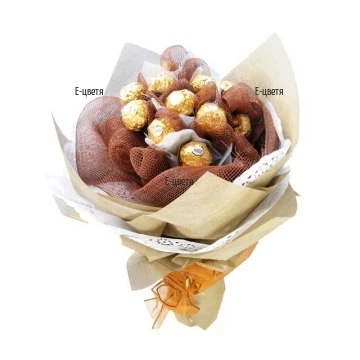 Красив, оригинален и не на последно място, стилен букет от бонбони Ferrero Rocher - италианската перла сред шоколадовите лакомства.