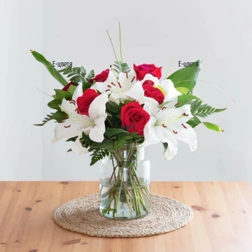 Send a bouquet of roses and lilies.