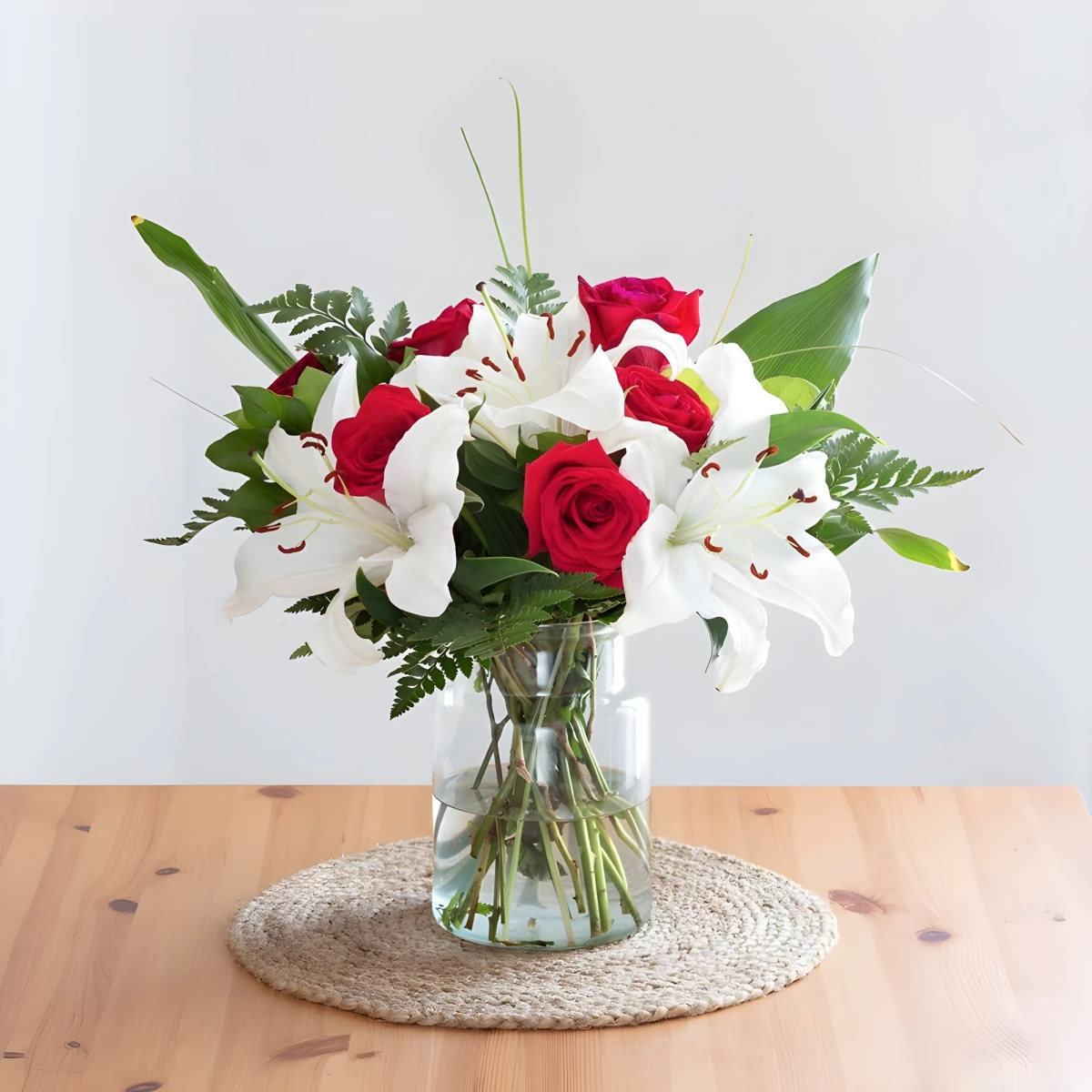 Send a bouquet of roses and lilies.