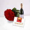 Send a romantic gift of flowers, chocolates and sparkling wine