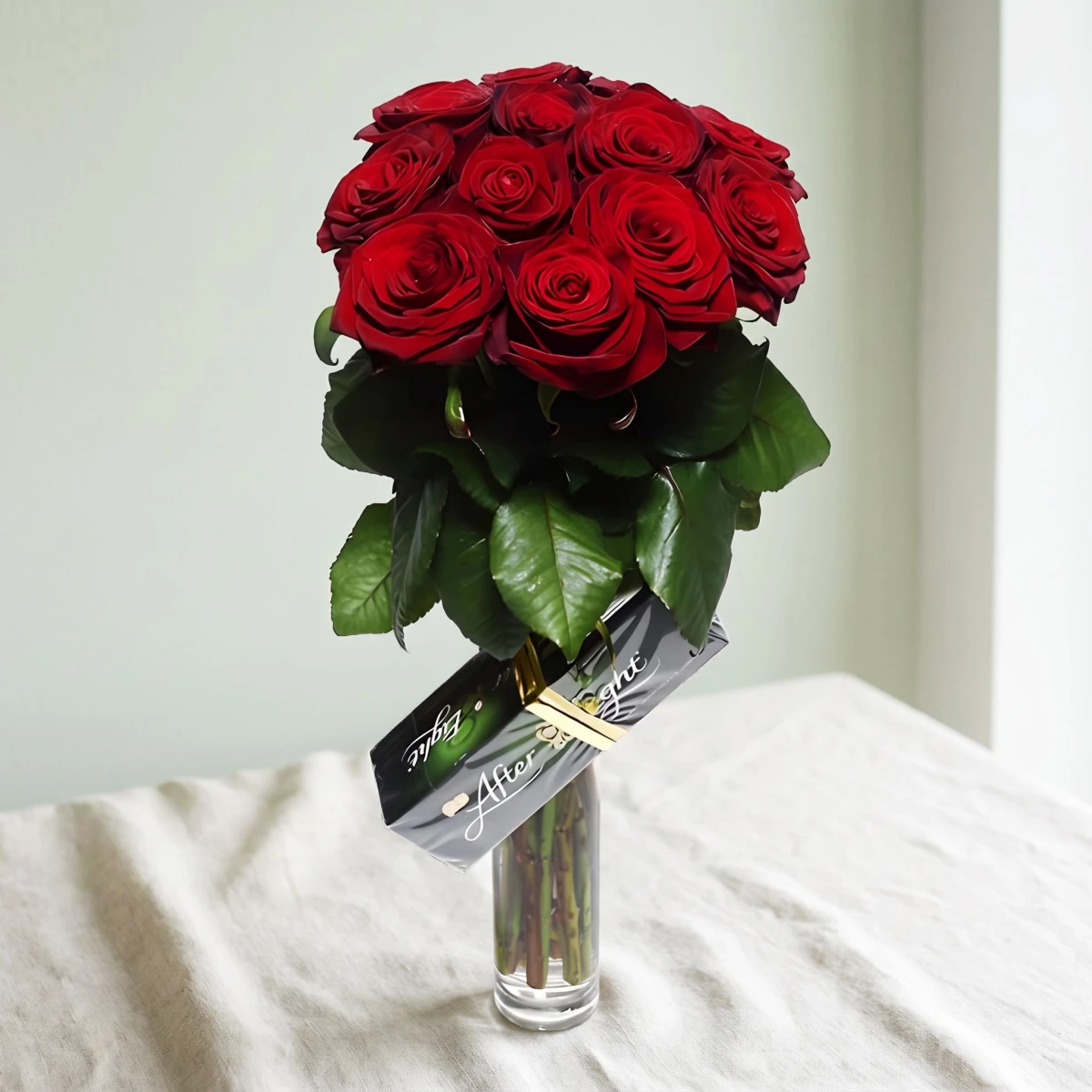 Send a bouquet of roses and After eight chocolates