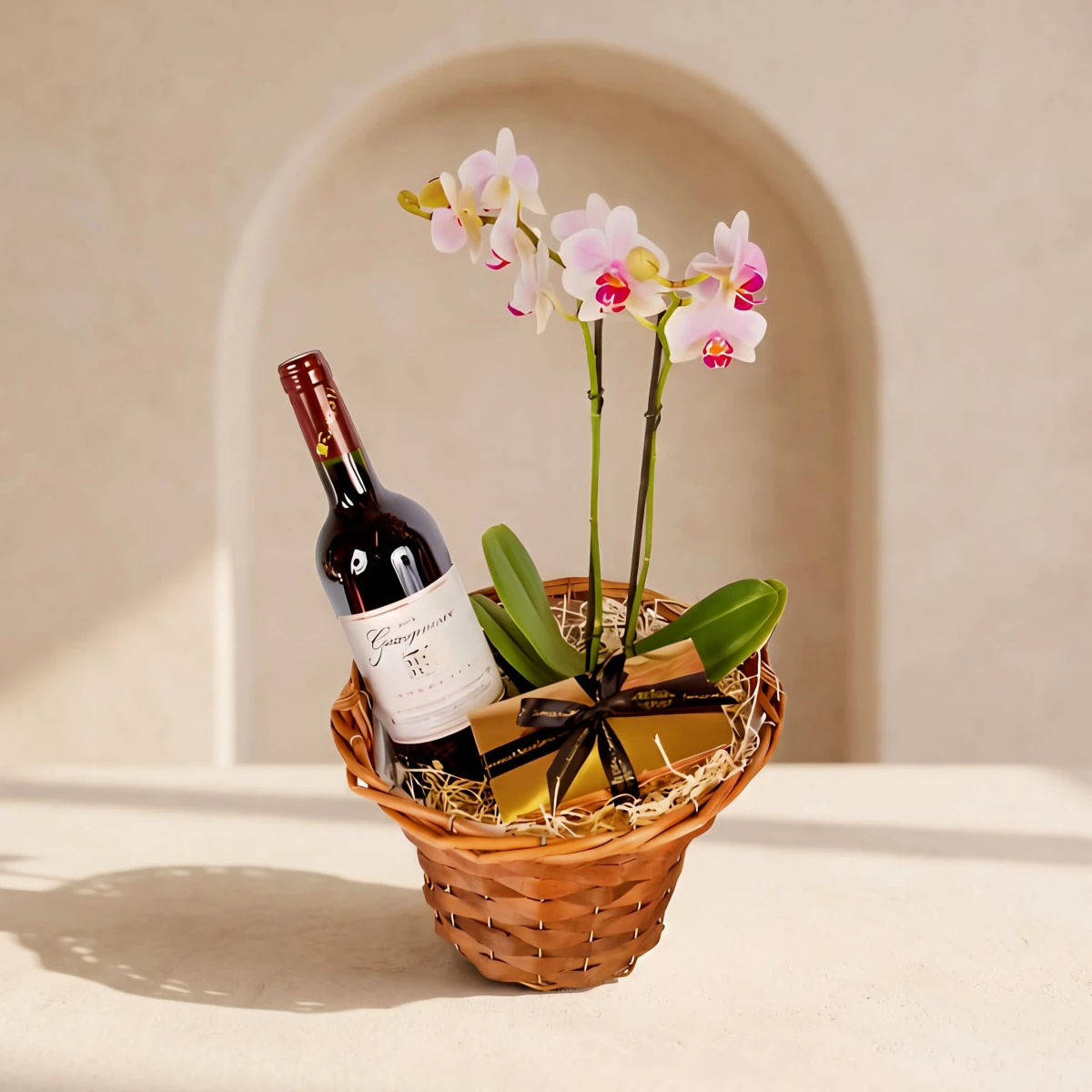 Order and delivery of orchid in a pot and gifts