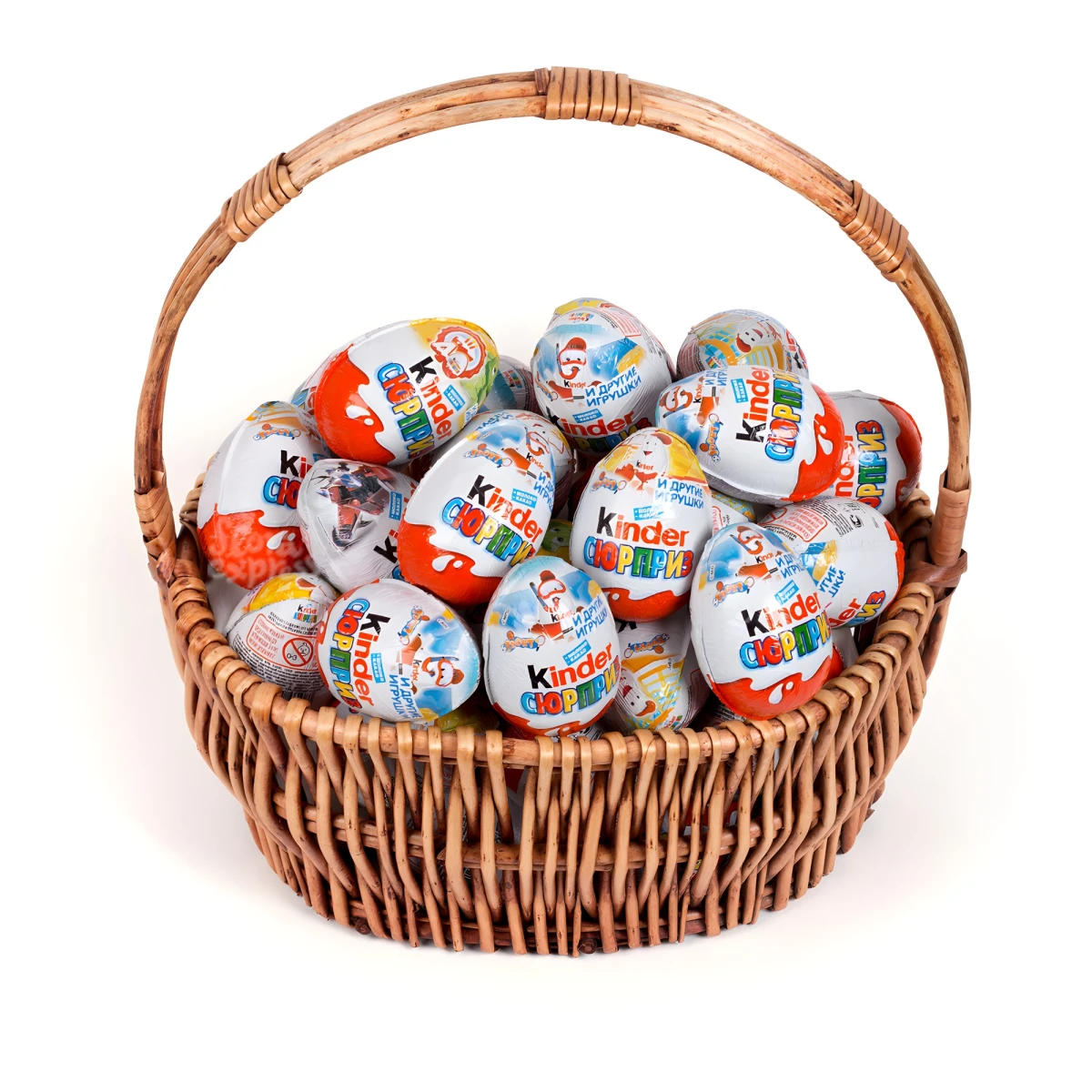 Кошница с шоколадови яйца "Kinder"