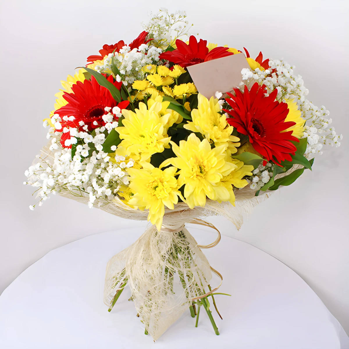 Send a bouquet of various flowers and a lot of greenery.